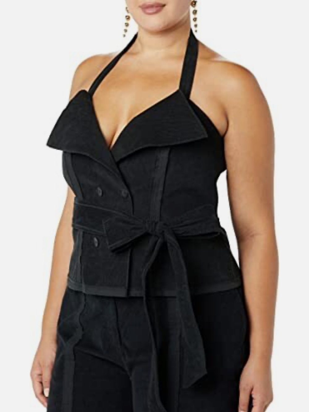 Black Halter Tie-Waist Jumpsuit Romper